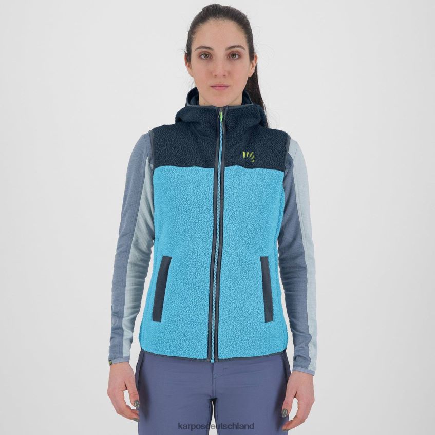 Weste| de Karpos Frauen 80er Jahre Kapuzenpullover mit Weste blaues Atoll/Mitternacht ZV820Z1093