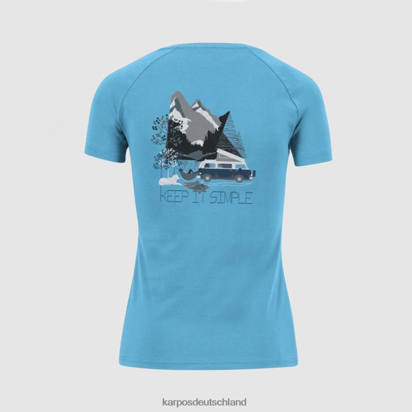 T-Shirt| de Karpos Frauen Genzianella mit T-Shirt blaues Atoll ZV820Z1369
