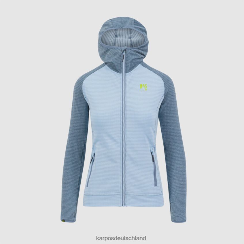 Vlies| de Karpos Frauen Ambrizzola mit Kapuzenpullover mit durchgehendem Reißverschluss Aquamarin/Quellsee ZV820Z1167