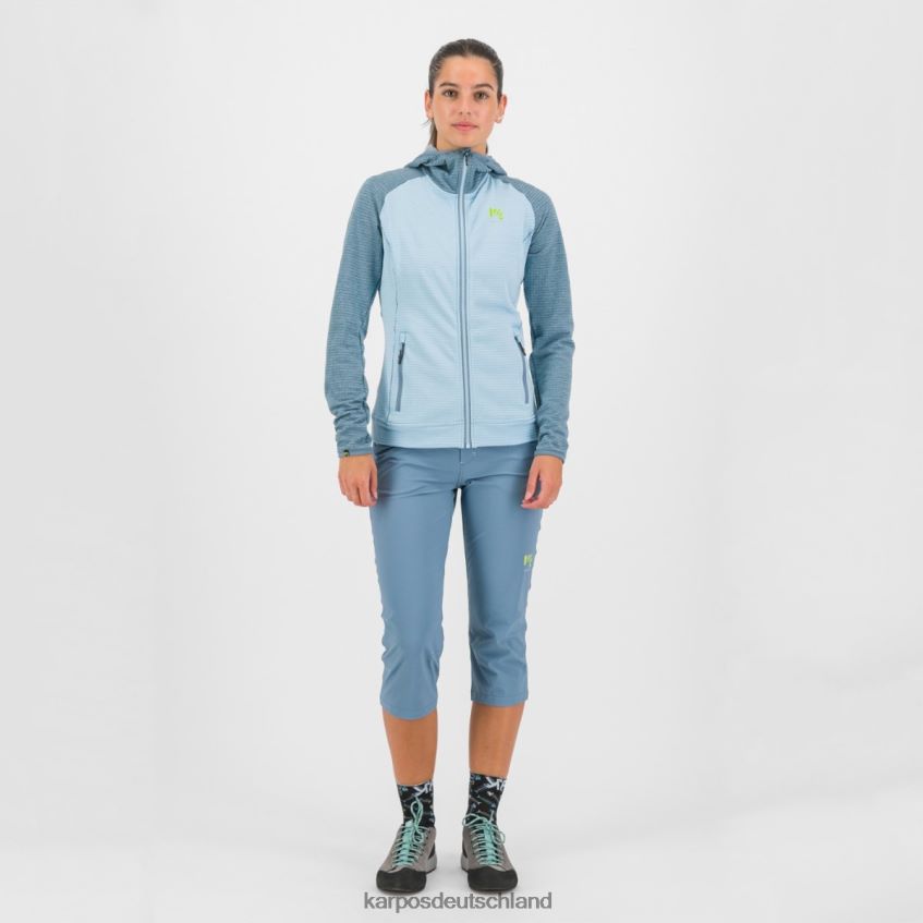 Vlies| de Karpos Frauen Ambrizzola mit Kapuzenpullover mit durchgehendem Reißverschluss Aquamarin/Quellsee ZV820Z1167