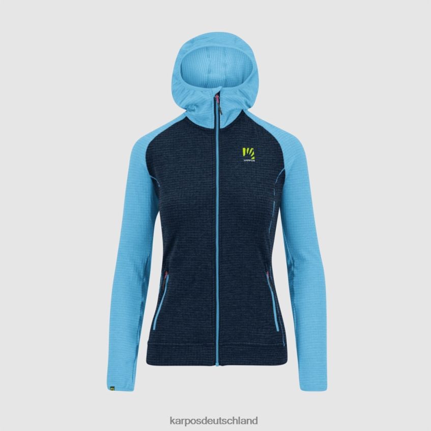 Vlies| de Karpos Frauen Ambrizzola mit Kapuzenpullover mit durchgehendem Reißverschluss Sky Captain/Blue Atoll ZV820Z1164