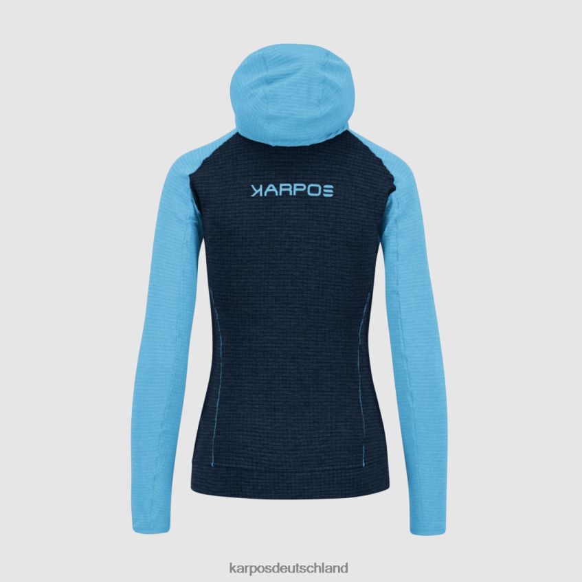 Vlies| de Karpos Frauen Ambrizzola mit Kapuzenpullover mit durchgehendem Reißverschluss Sky Captain/Blue Atoll ZV820Z1164