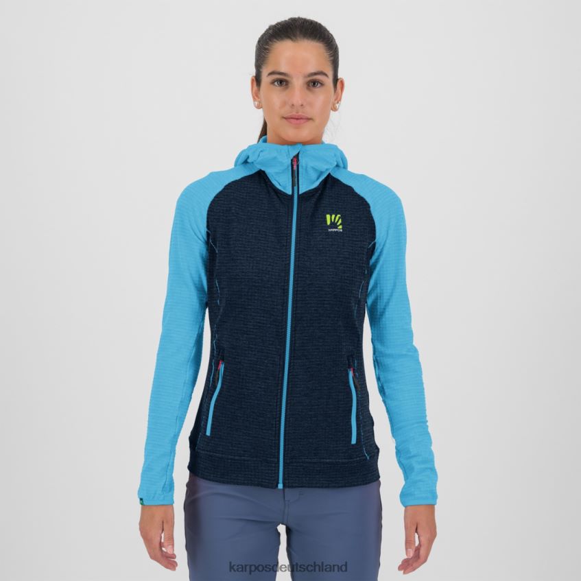 Vlies| de Karpos Frauen Ambrizzola mit Kapuzenpullover mit durchgehendem Reißverschluss Sky Captain/Blue Atoll ZV820Z1164