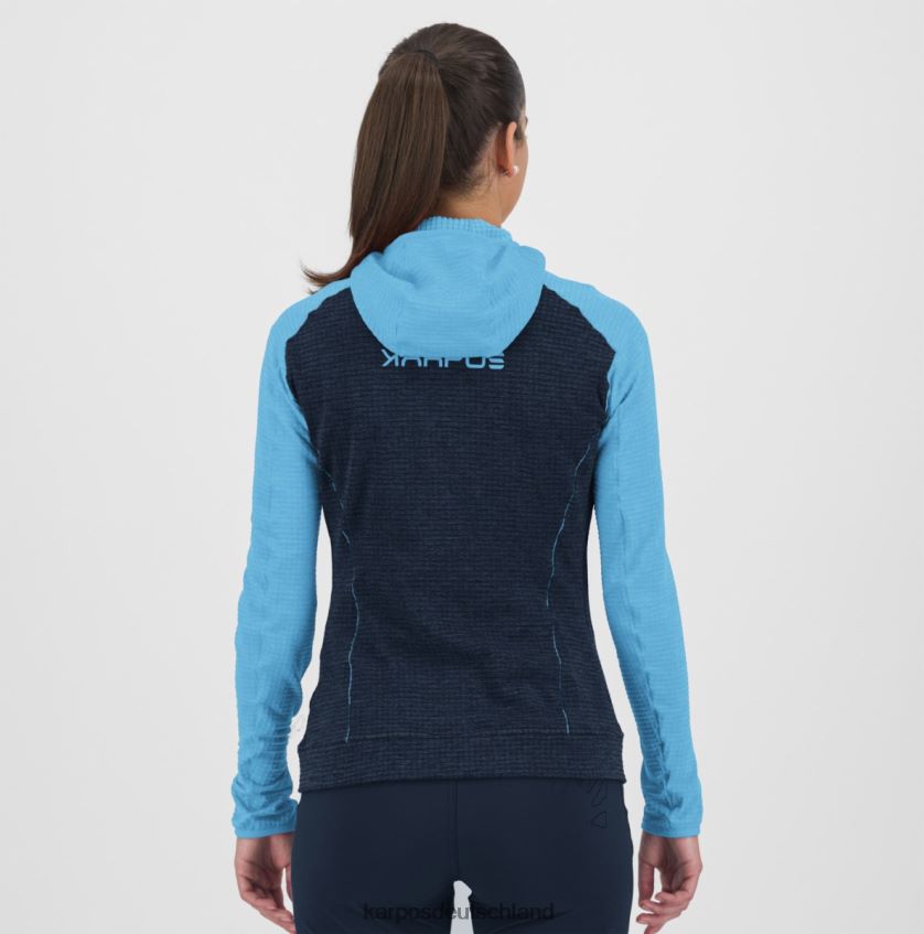Vlies| de Karpos Frauen Ambrizzola mit Kapuzenpullover mit durchgehendem Reißverschluss Sky Captain/Blue Atoll ZV820Z1164
