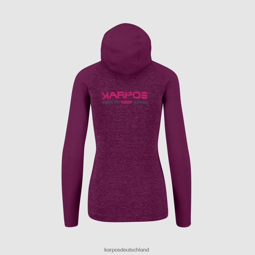 Vlies| de Karpos Frauen Camoscio mit Kapuze mit durchgehendem Reißverschluss Boysenbeere ZV820Z1121