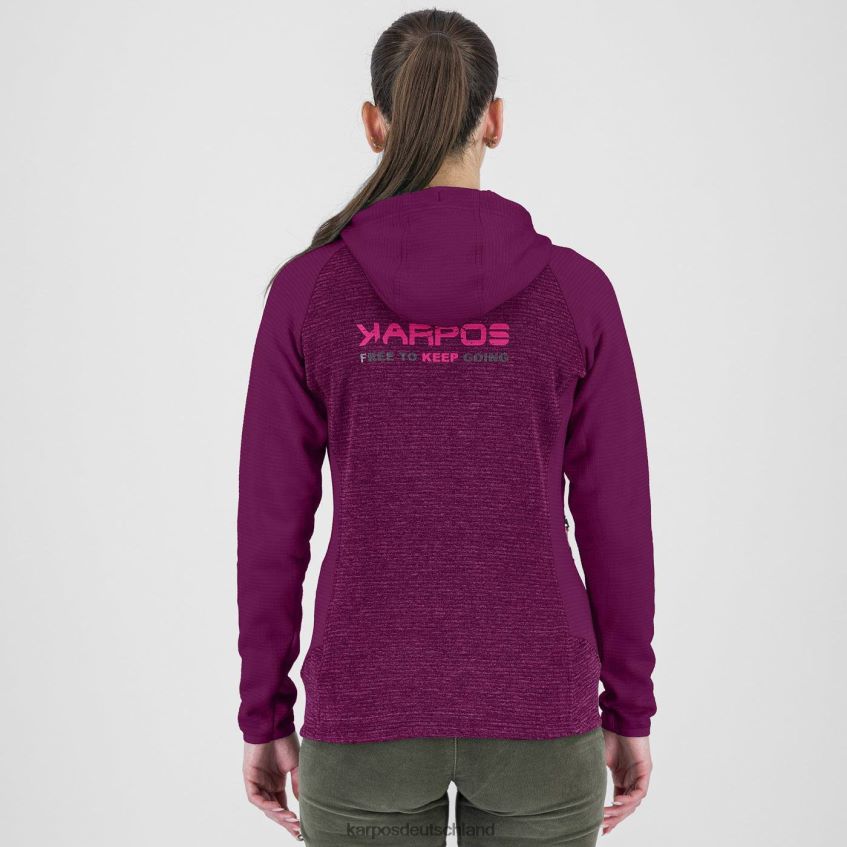 Vlies| de Karpos Frauen Camoscio mit Kapuze mit durchgehendem Reißverschluss Boysenbeere ZV820Z1121