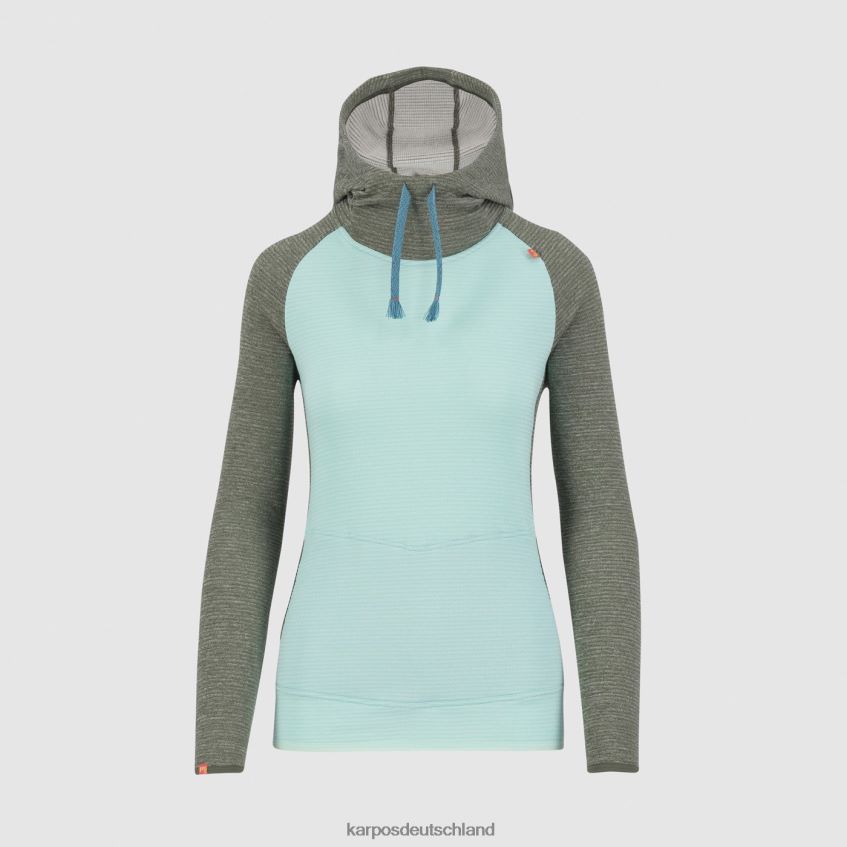 Vlies| de Karpos Frauen Camoscio mit Kapuzenpullover Aqua-Himmel/Thymian ZV820Z1172