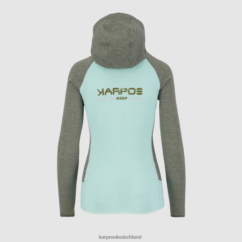 Vlies| de Karpos Frauen Camoscio mit Kapuzenpullover Aqua-Himmel/Thymian ZV820Z1172