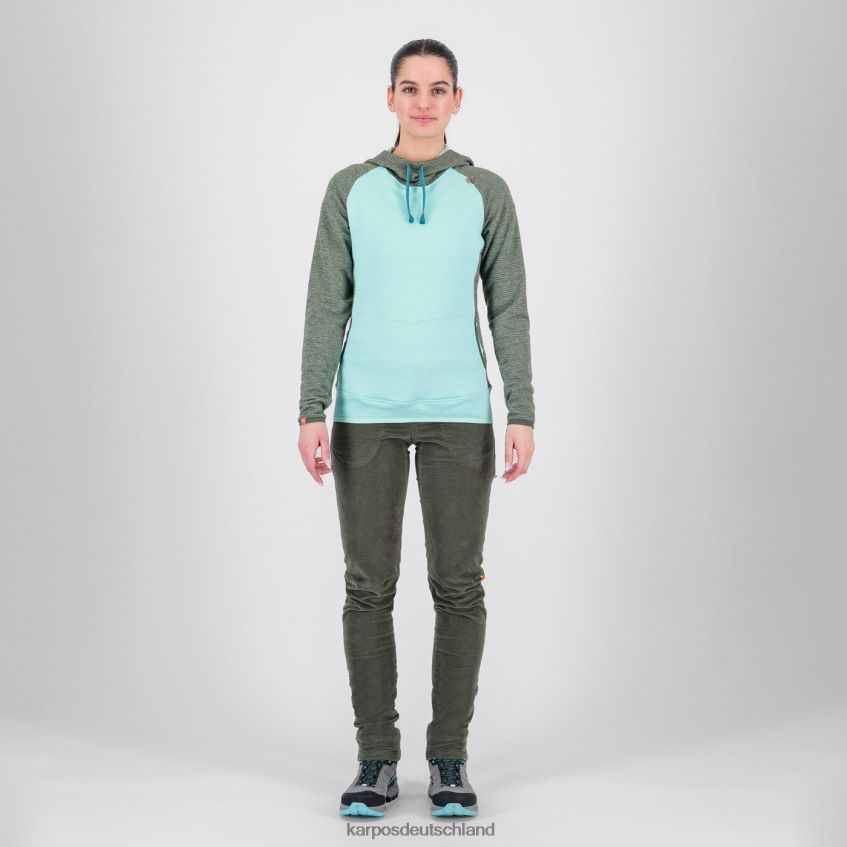 Vlies| de Karpos Frauen Camoscio mit Kapuzenpullover Aqua-Himmel/Thymian ZV820Z1172