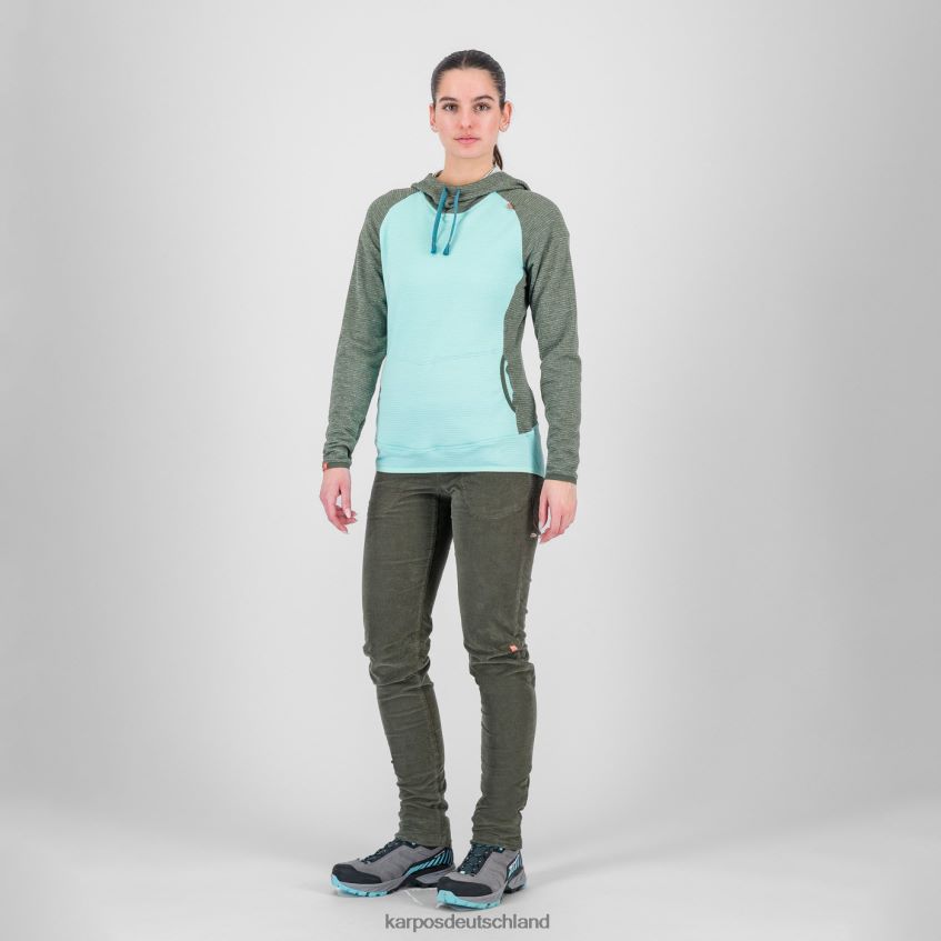 Vlies| de Karpos Frauen Camoscio mit Kapuzenpullover Aqua-Himmel/Thymian ZV820Z1172