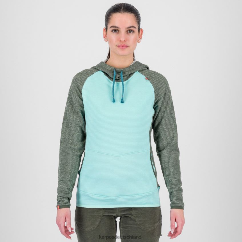 Vlies| de Karpos Frauen Camoscio mit Kapuzenpullover Aqua-Himmel/Thymian ZV820Z1172