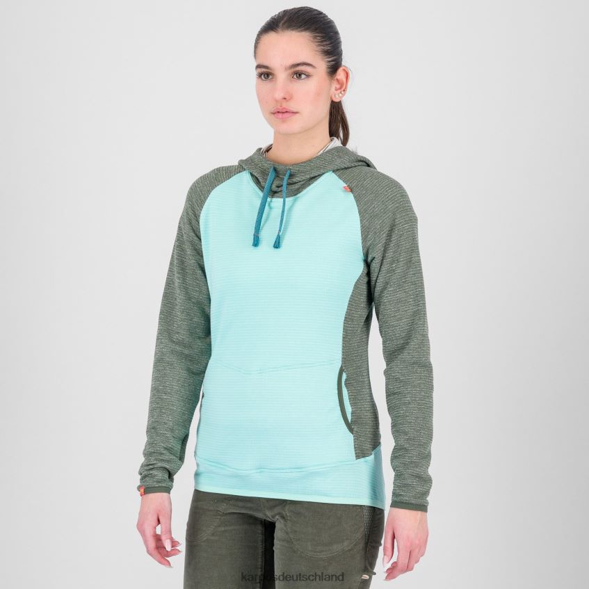 Vlies| de Karpos Frauen Camoscio mit Kapuzenpullover Aqua-Himmel/Thymian ZV820Z1172