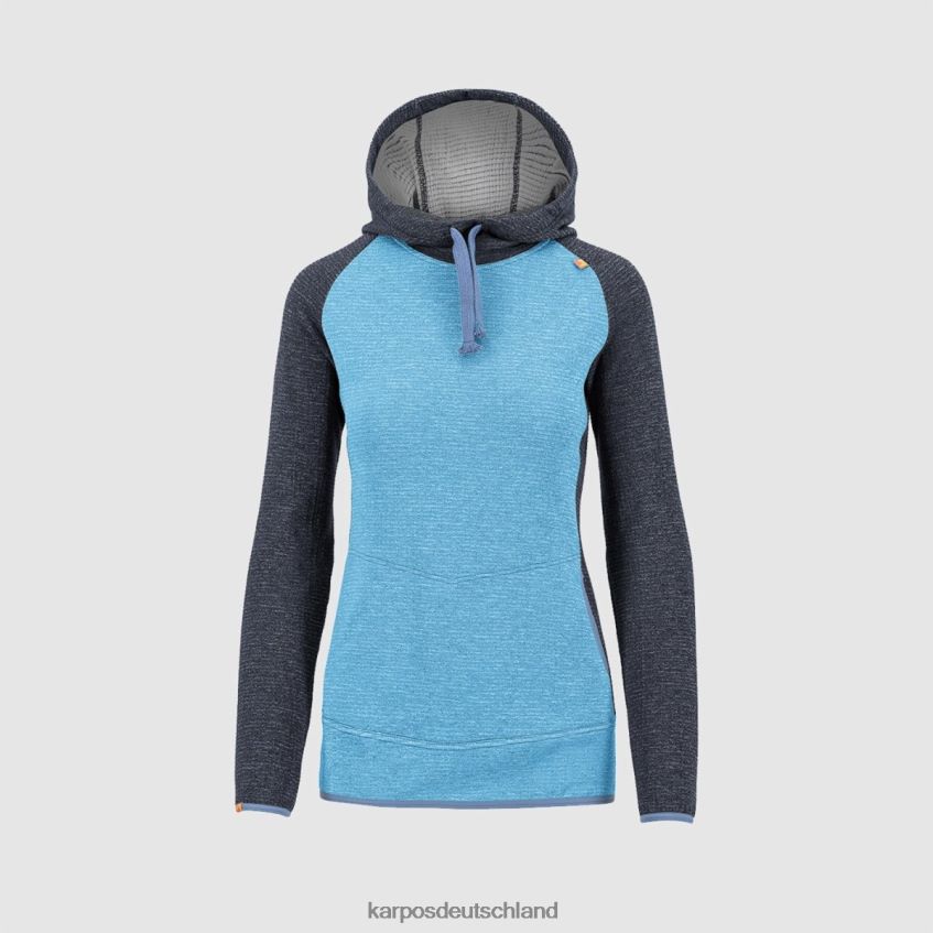 Vlies| de Karpos Frauen Camoscio mit Kapuzenpullover blaues Atoll/Tusche ZV820Z1174