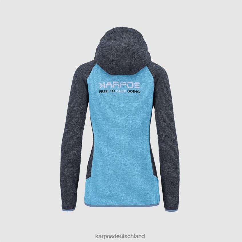 Vlies| de Karpos Frauen Camoscio mit Kapuzenpullover blaues Atoll/Tusche ZV820Z1174