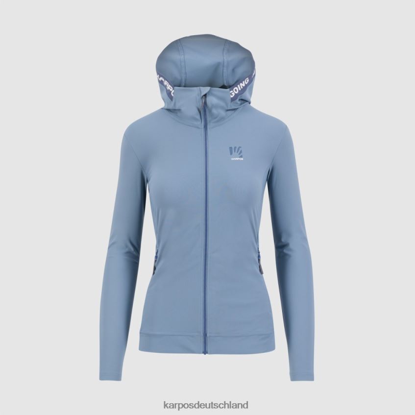Vlies| de Karpos Frauen Easyfrizz mit Kapuzenpullover mit durchgehendem Reißverschluss Frühlingssee/Vintage-Indigo ZV820Z1145