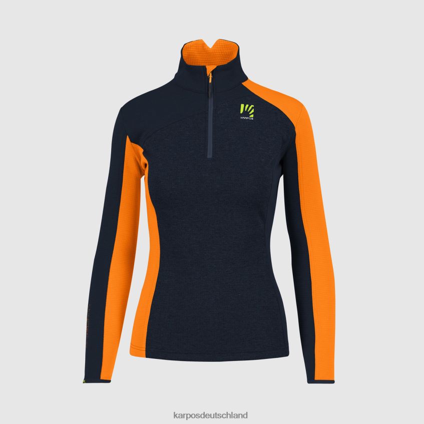 Vlies| de Karpos Frauen Federa-Halbreißverschluss mit Fleece vulkanisch/leuchtendes Orange ZV820Z1199