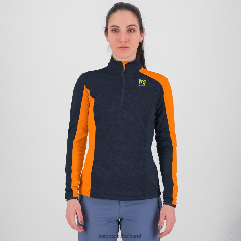 Vlies| de Karpos Frauen Federa-Halbreißverschluss mit Fleece vulkanisch/leuchtendes Orange ZV820Z1199