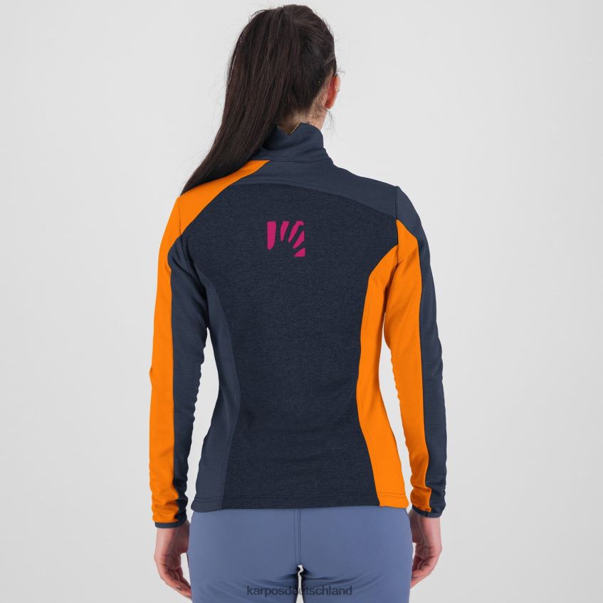 Vlies| de Karpos Frauen Federa-Halbreißverschluss mit Fleece vulkanisch/leuchtendes Orange ZV820Z1199