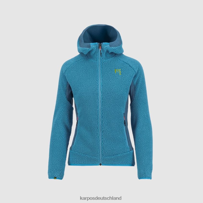Vlies| de Karpos Frauen Kapuzenpullover im Stil der 80er mit Fleece blaues Atoll ZV820Z1114