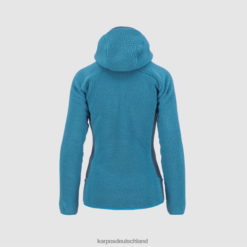 Vlies| de Karpos Frauen Kapuzenpullover im Stil der 80er mit Fleece blaues Atoll ZV820Z1114