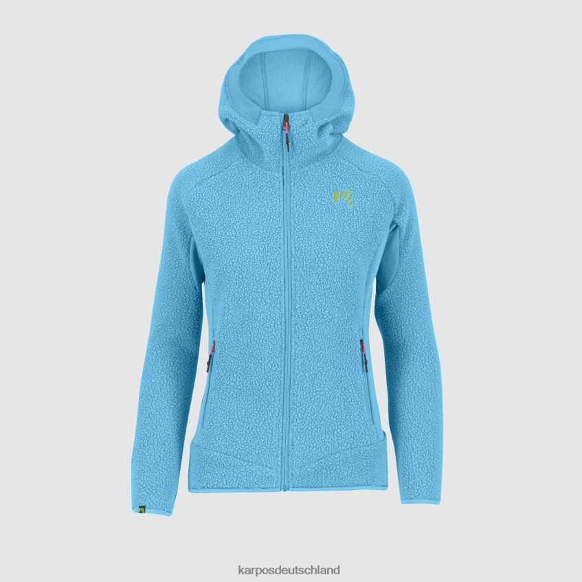 Vlies| de Karpos Frauen Kapuzenpullover im Stil der 80er mit Fleece blaues Atoll ZV820Z1116