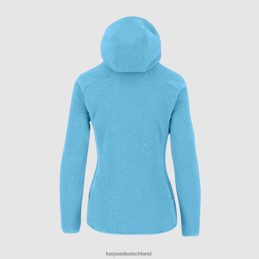 Vlies| de Karpos Frauen Kapuzenpullover im Stil der 80er mit Fleece blaues Atoll ZV820Z1116