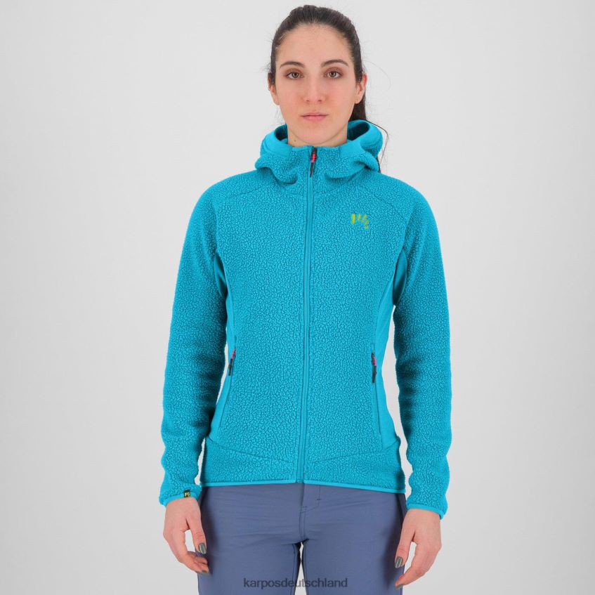 Vlies| de Karpos Frauen Kapuzenpullover im Stil der 80er mit Fleece blaues Atoll ZV820Z1116