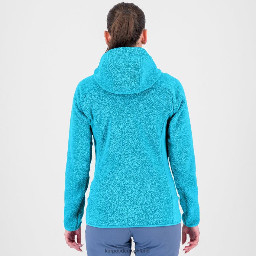 Vlies| de Karpos Frauen Kapuzenpullover im Stil der 80er mit Fleece blaues Atoll ZV820Z1116