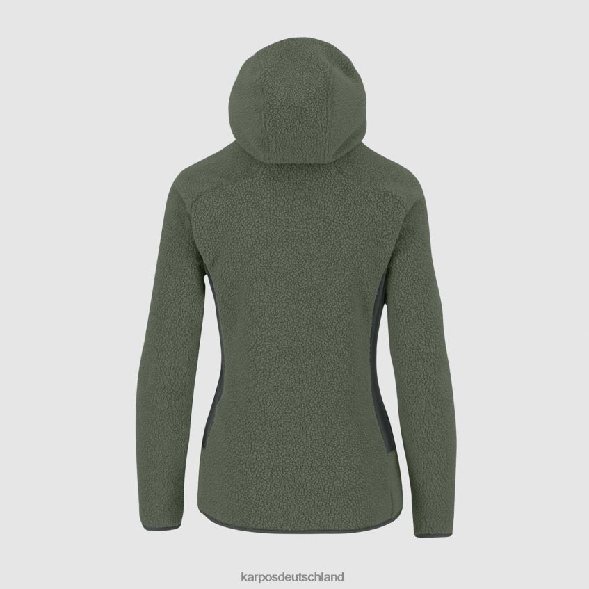 Vlies| de Karpos Frauen Kapuzenpullover im Stil der 80er mit Fleece schwarzer Sand/Thymian ZV820Z1113