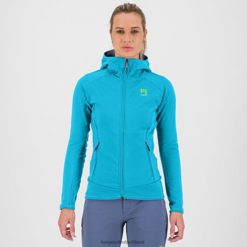 Vlies| de Karpos Frauen Mezzodi Kapuzenpullover mit Fleece blaues Atoll ZV820Z1149
