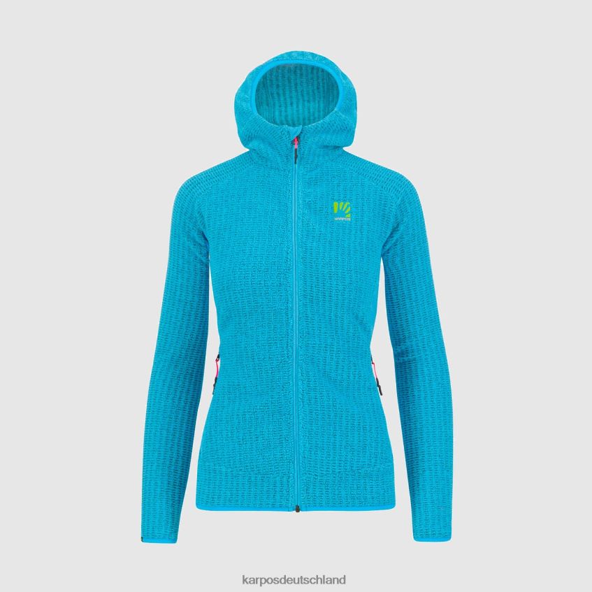 Vlies| de Karpos Frauen Rocchetta mit Kapuzenpullover aus Fleece blaues Atoll ZV820Z1171