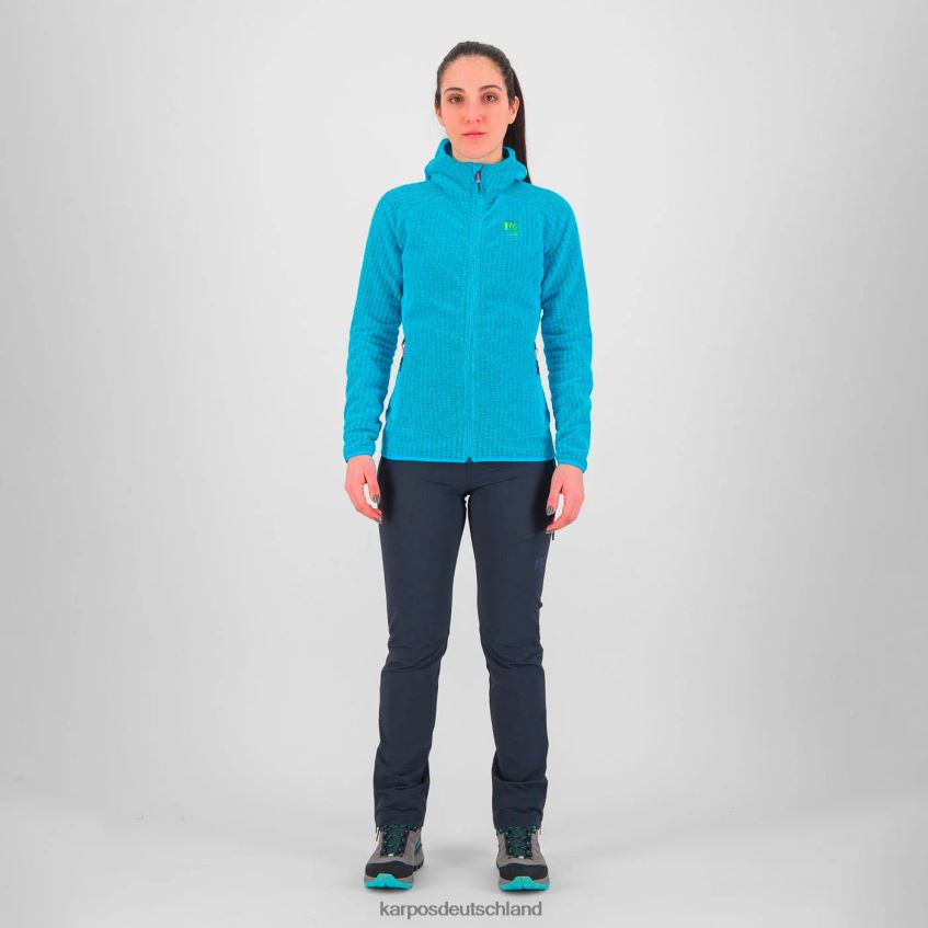 Vlies| de Karpos Frauen Rocchetta mit Kapuzenpullover aus Fleece blaues Atoll ZV820Z1171