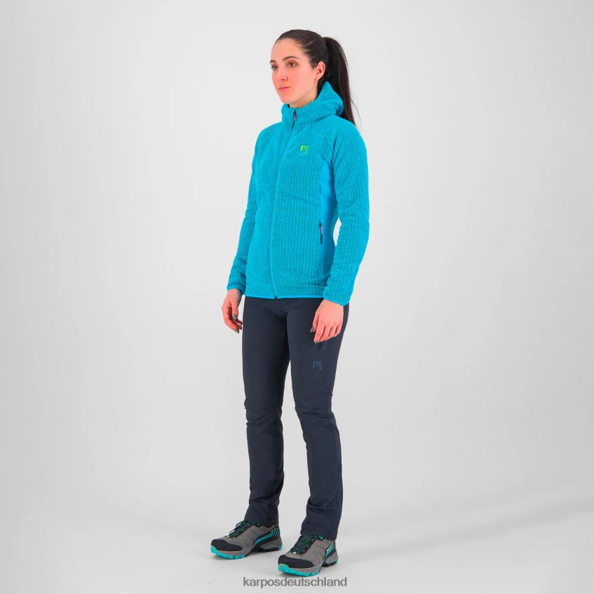 Vlies| de Karpos Frauen Rocchetta mit Kapuzenpullover aus Fleece blaues Atoll ZV820Z1171