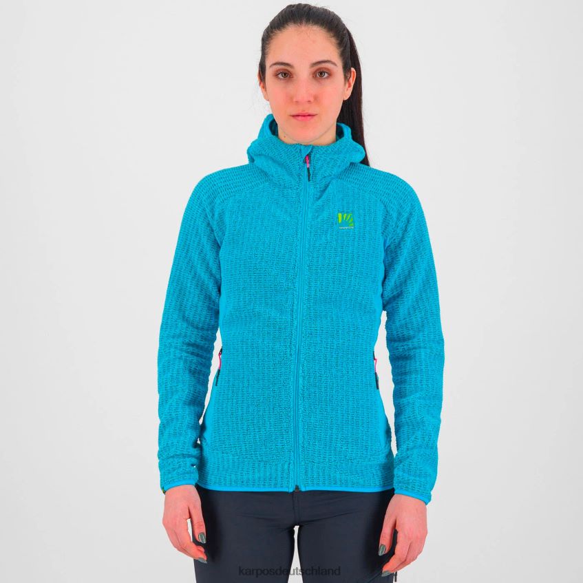 Vlies| de Karpos Frauen Rocchetta mit Kapuzenpullover aus Fleece blaues Atoll ZV820Z1171