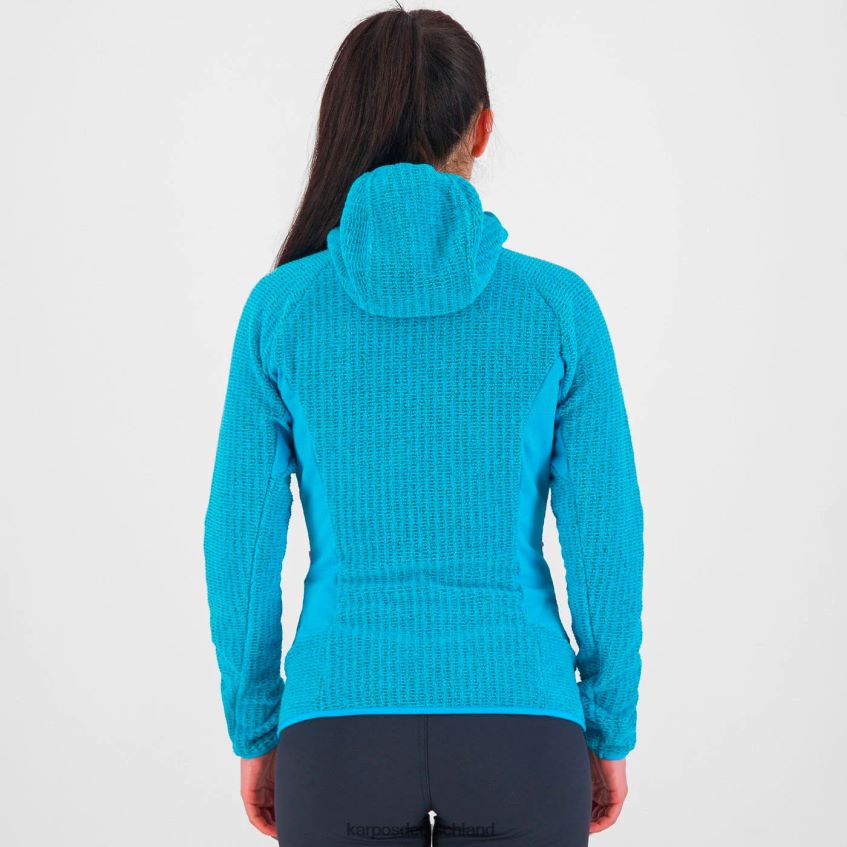 Vlies| de Karpos Frauen Rocchetta mit Kapuzenpullover aus Fleece blaues Atoll ZV820Z1171