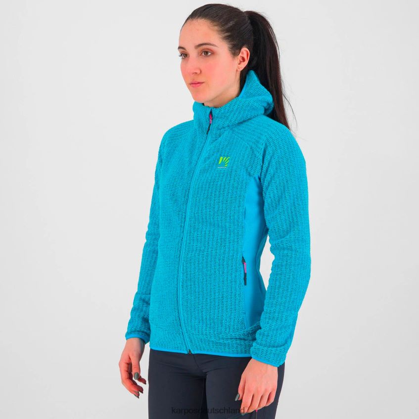 Vlies| de Karpos Frauen Rocchetta mit Kapuzenpullover aus Fleece blaues Atoll ZV820Z1171
