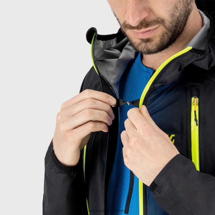 Jacke| de Karpos Männer Lavaredo Regenjacke Schwarz/Grün-Fluo ZV820Z65
