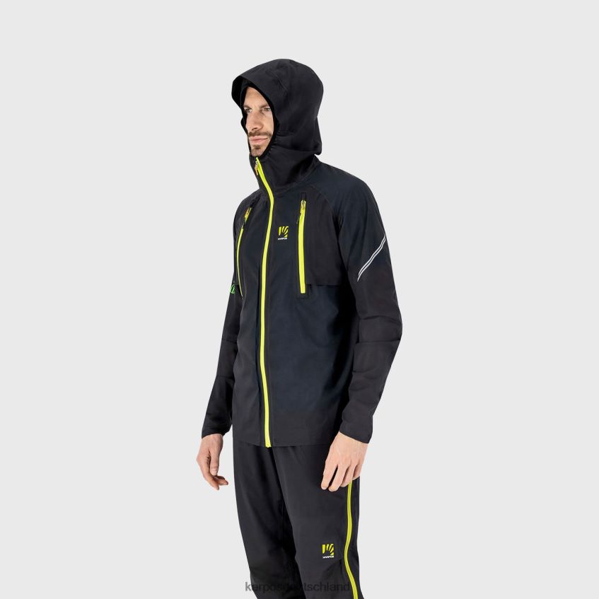 Jacke| de Karpos Männer Lavaredo Regenjacke Schwarz/Grün-Fluo ZV820Z65