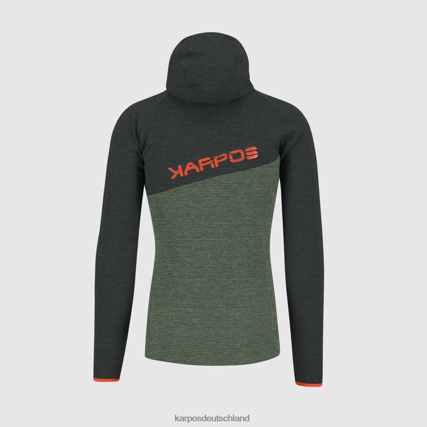 Kapuzenpullover| de Karpos Männer Camoscio Kapuzenpullover mit durchgehendem Reißverschluss Thymian/schwarzer Sand ZV820Z178