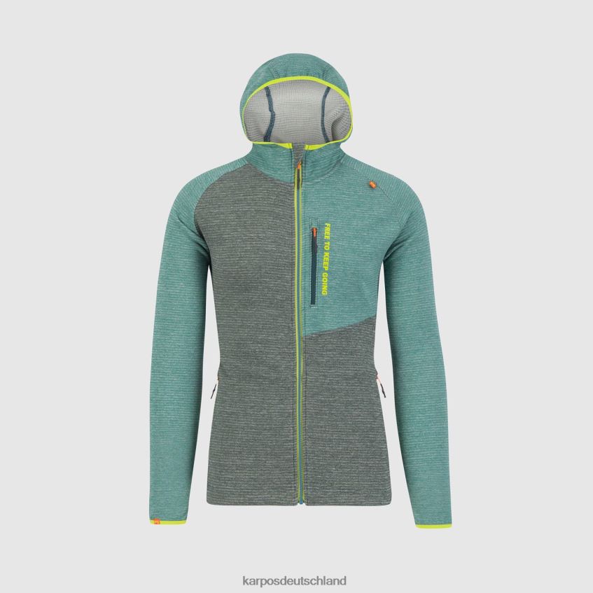 Kapuzenpullover| de Karpos Männer Camoscio Kapuzenpullover mit durchgehendem Reißverschluss Wald/Nordatlantik ZV820Z177