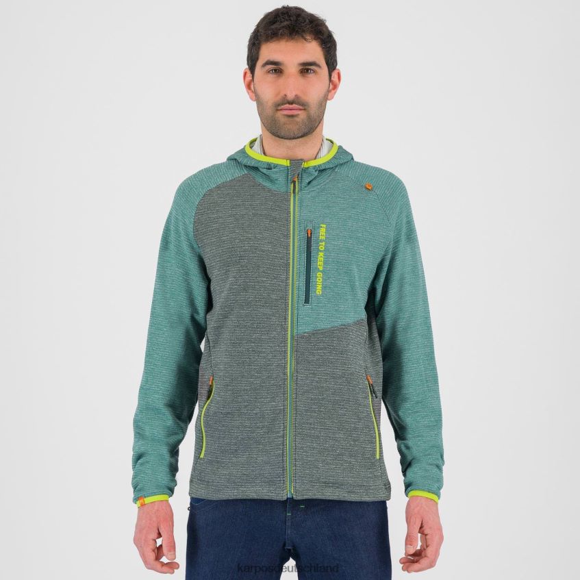 Kapuzenpullover| de Karpos Männer Camoscio Kapuzenpullover mit durchgehendem Reißverschluss Wald/Nordatlantik ZV820Z177