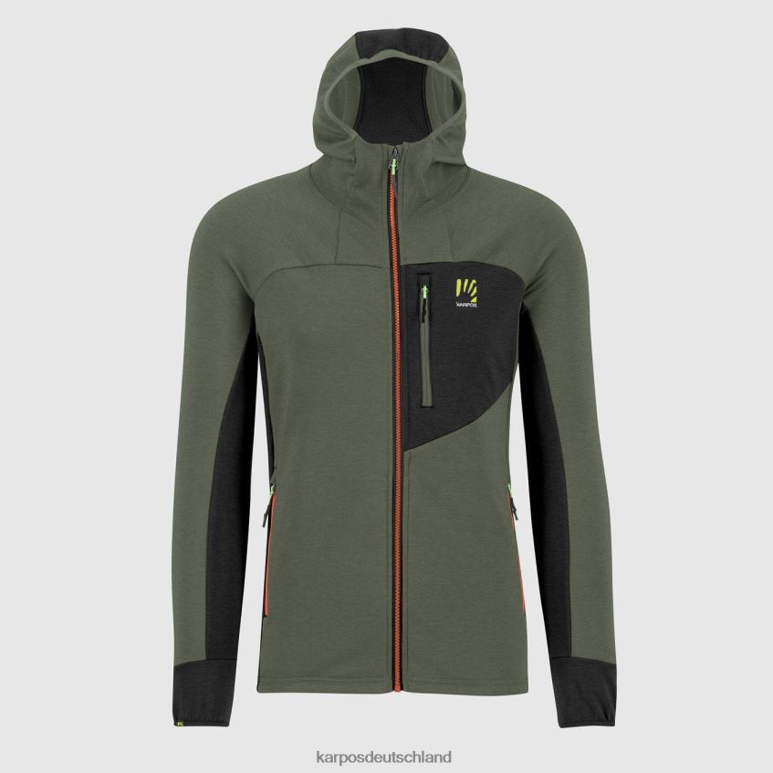 Kapuzenpullover| de Karpos Männer Mezzodi Kapuzenpullover aus Fleece Thymian/schwarzer Sand ZV820Z206