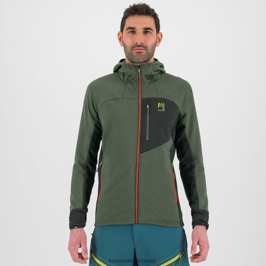 Kapuzenpullover| de Karpos Männer Mezzodi Kapuzenpullover aus Fleece Thymian/schwarzer Sand ZV820Z206