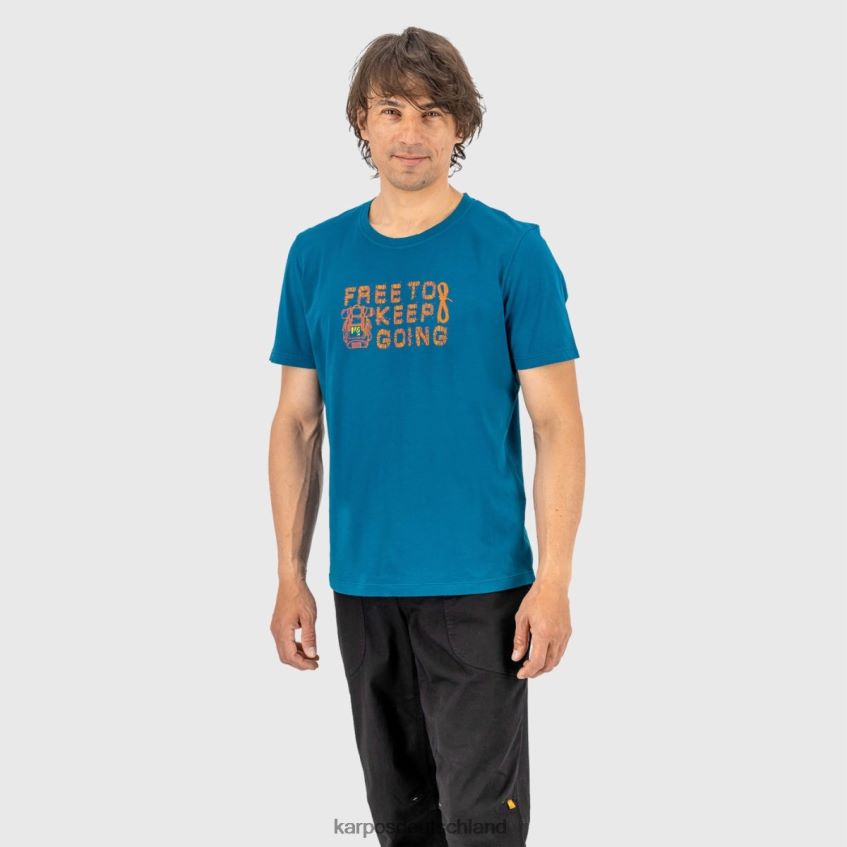 T-Shirt| de Karpos Männer Krokus-T-Shirt marokkanisches Blau ZV820Z402