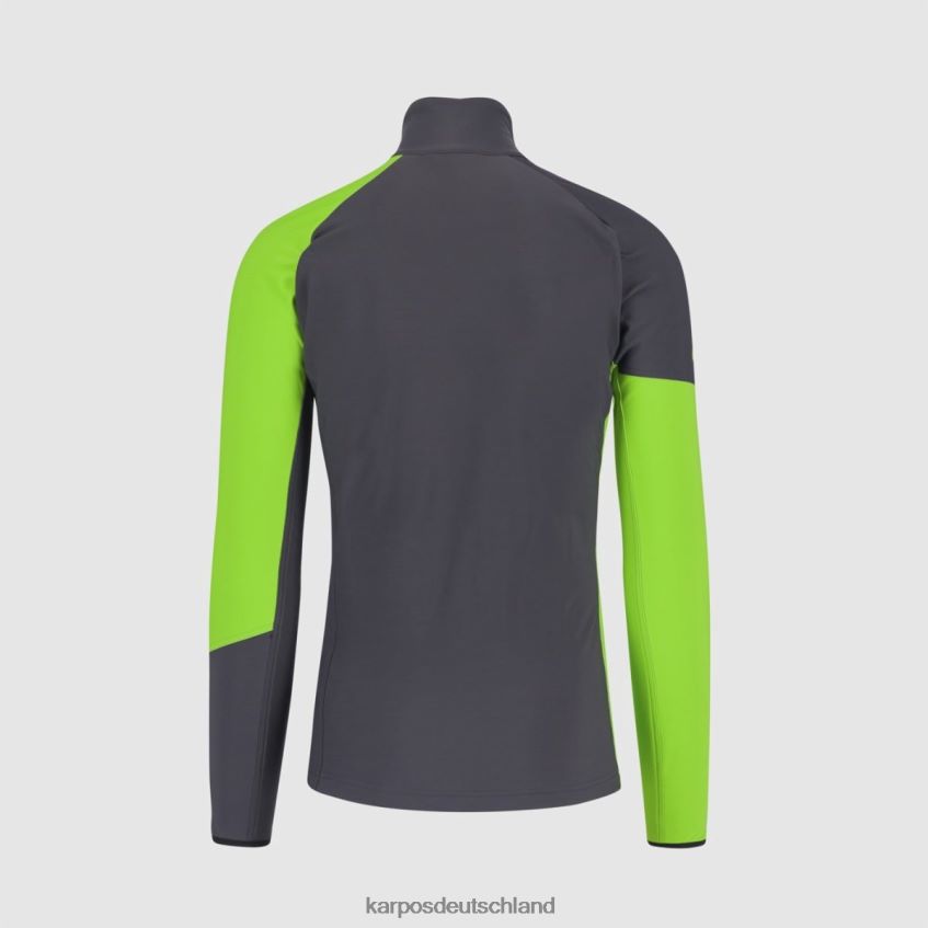 Vlies| de Karpos Männer Alagna R Fleece mit durchgehendem Reißverschluss dunkelgraues Apfelgrün ZV820Z201