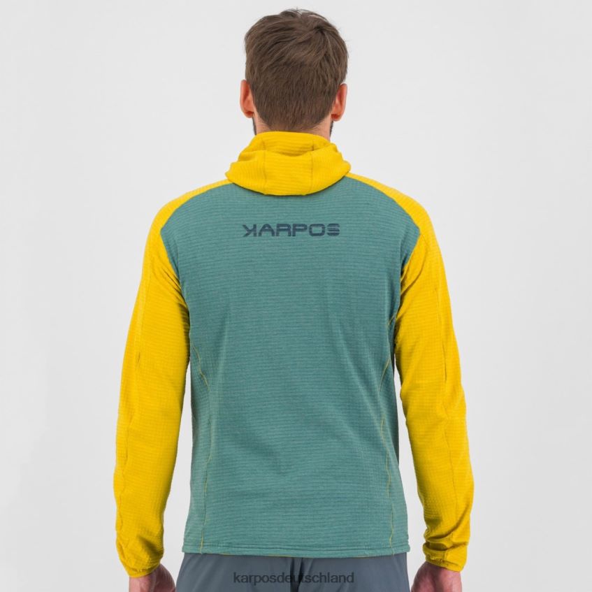 Vlies| de Karpos Männer Ambrizzola Kapuzenpullover mit durchgehendem Reißverschluss Nordatlantik/Zitronen-Curry ZV820Z227