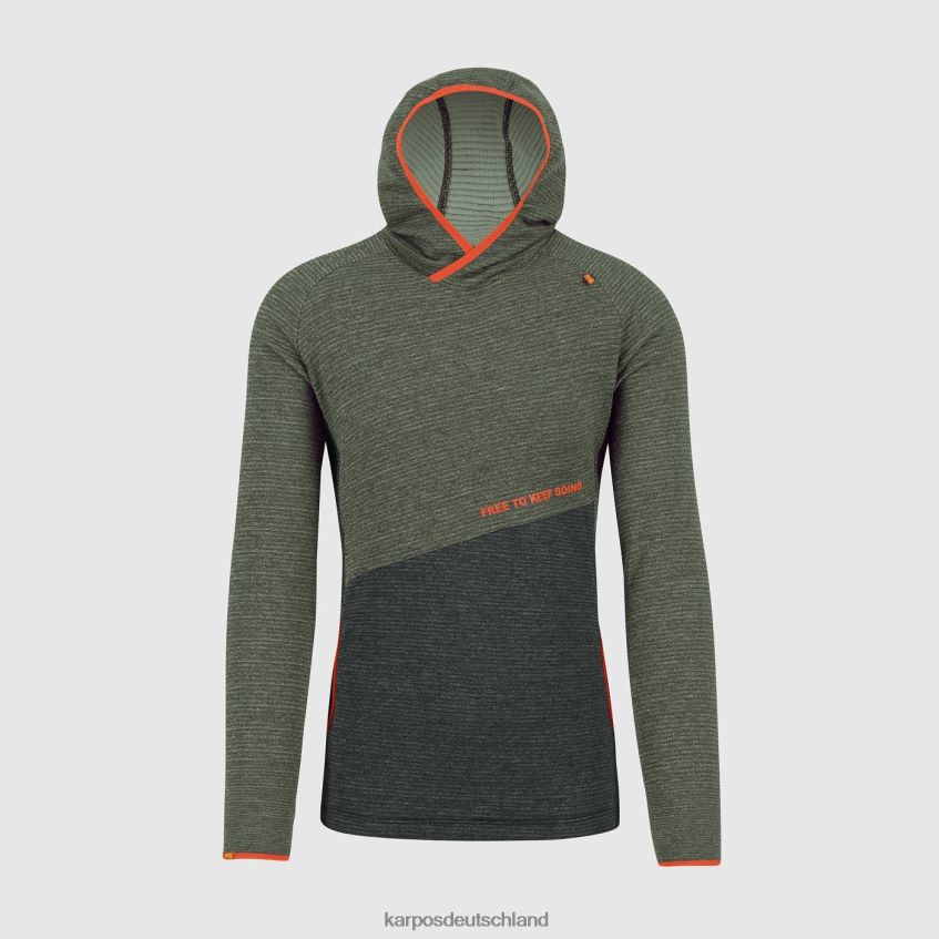 Vlies| de Karpos Männer Camoscio-Kapuzenpullover Thymian/schwarzer Sand ZV820Z233
