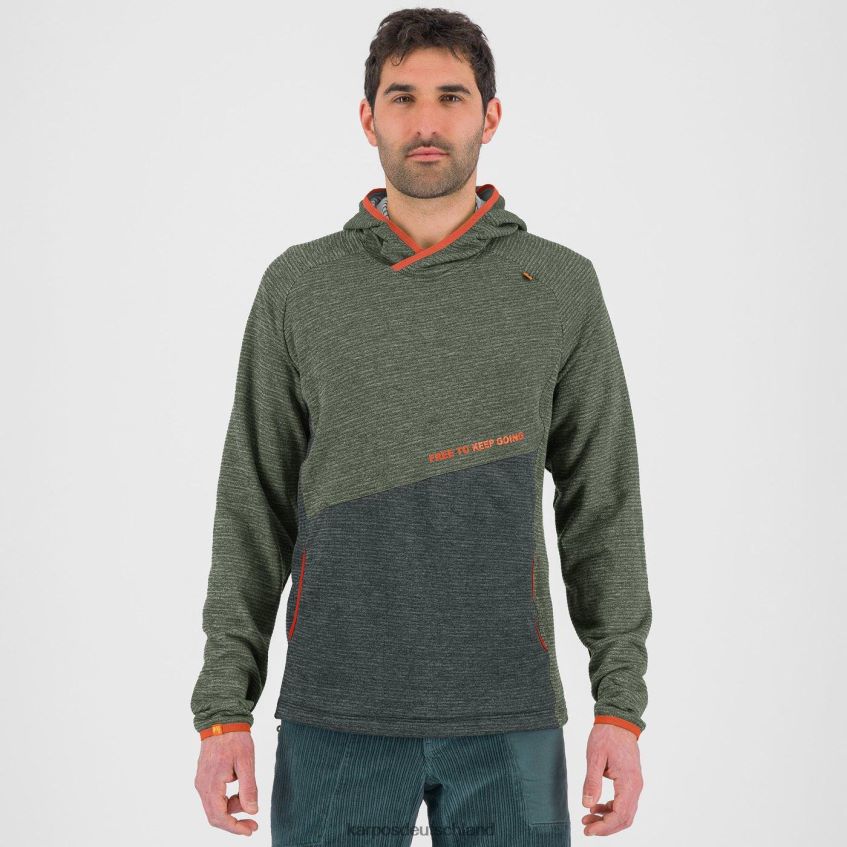 Vlies| de Karpos Männer Camoscio-Kapuzenpullover Thymian/schwarzer Sand ZV820Z233