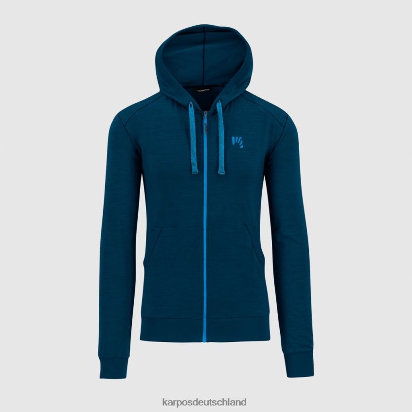 Vlies| de Karpos Männer Coppolo Merino-Hoodie mit durchgehendem Reißverschluss Gibraltar-Meer ZV820Z184