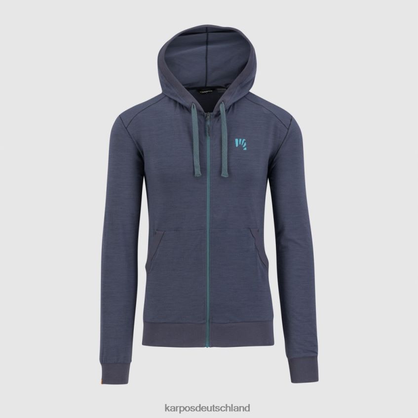 Vlies| de Karpos Männer Coppolo Merino-Hoodie mit durchgehendem Reißverschluss Ombre-Blau ZV820Z183